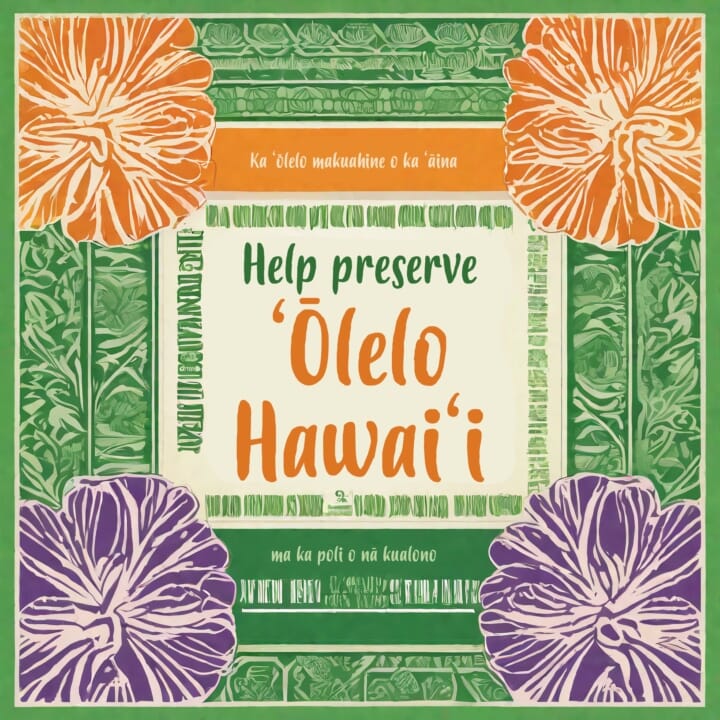 A poster promoting the preservation of Hawaiian language